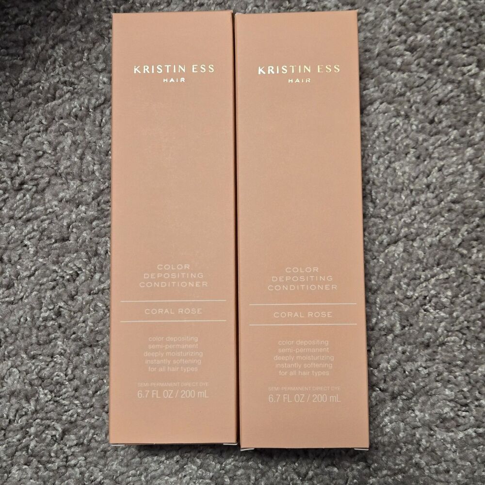Kristin Ess Color Depositing Conditioner Coral Rose 2 - 6.7oz Bottles New